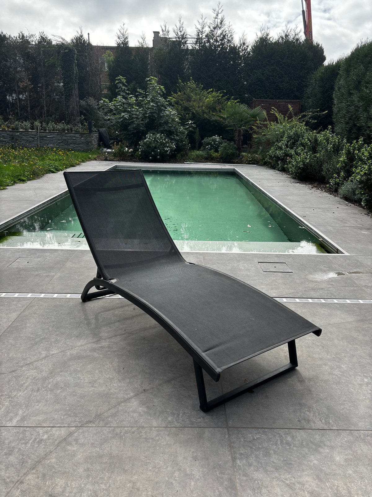 Set van 4 zwarte verstelbare ligbedden – aluminium/textileen, Tuin en Terras, Ophalen, Zo goed als nieuw, Aluminium, Verstelbaar