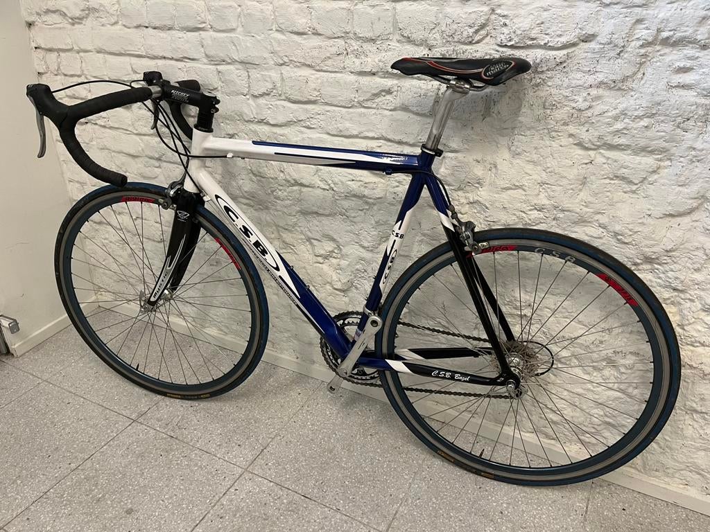 Blauw witte alu koersfiets C.S.B - maat 54, Autres marques, Aluminium, Enlèvement, 28 pouces
