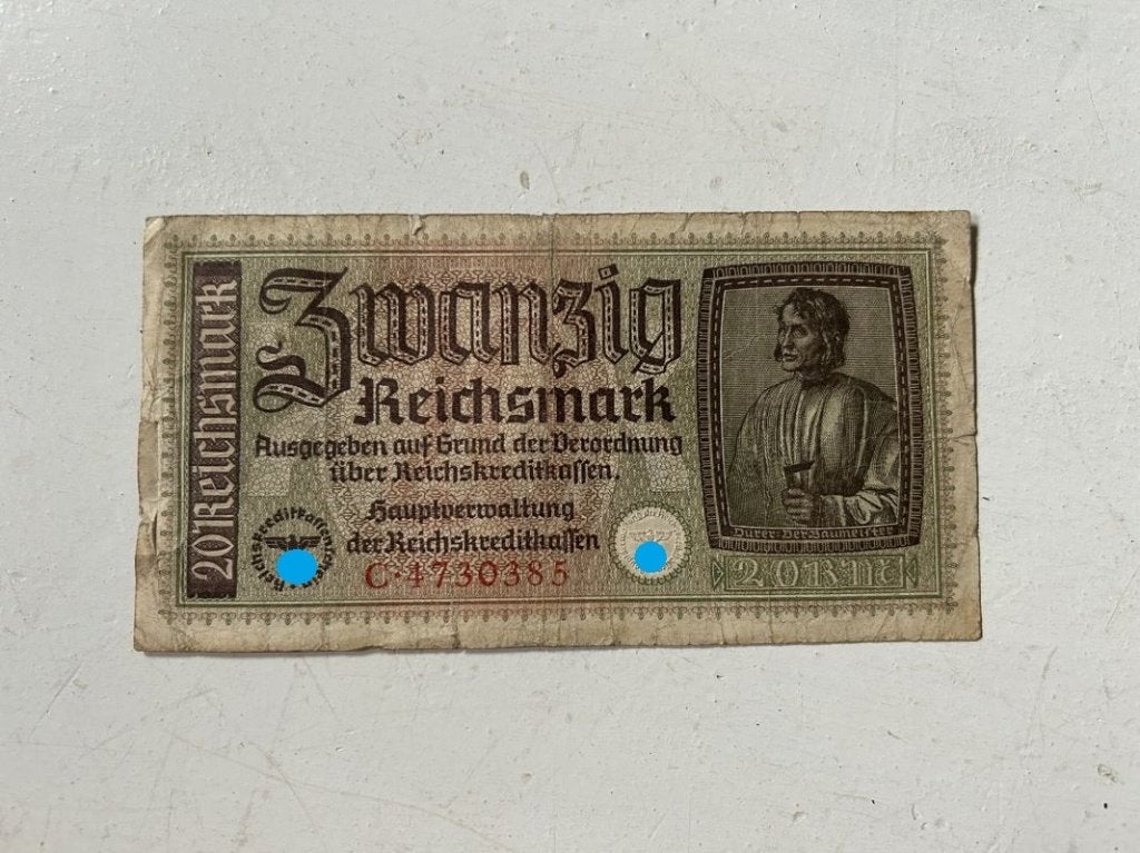 Duits bankbiljet bankbriefje van 20 Reichsmark - 1939 - wo2, Envoi, Allemagne, Billets en vrac