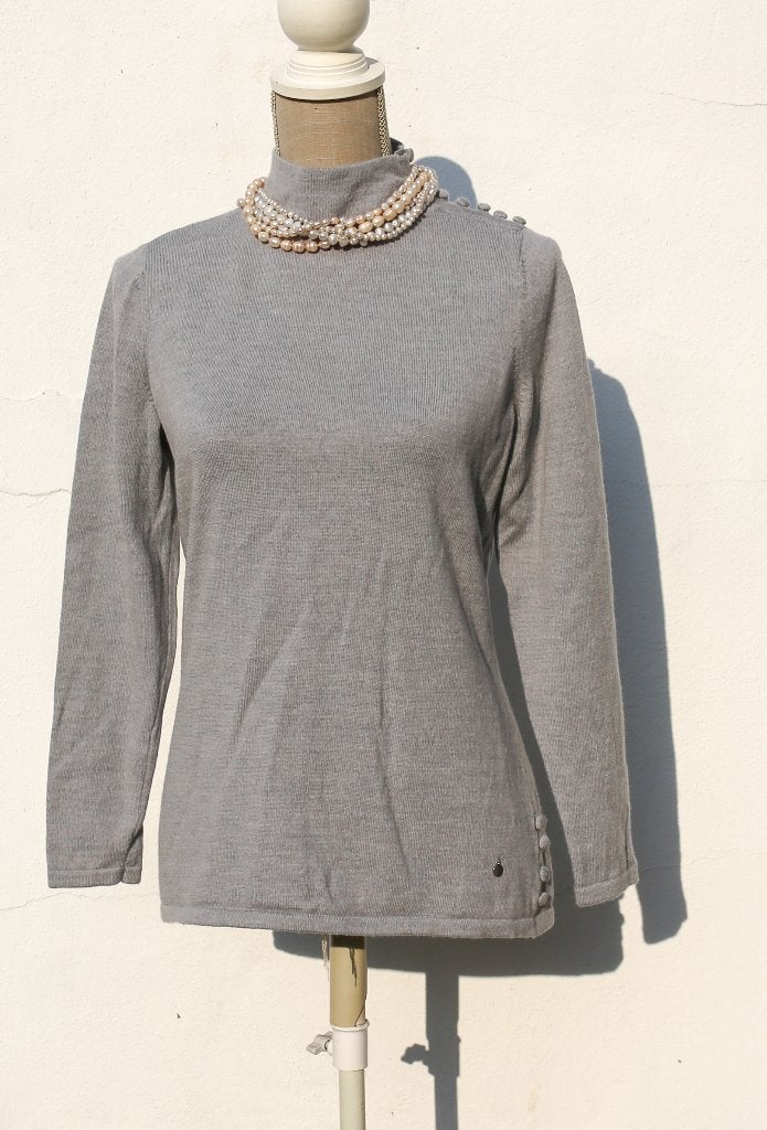 Leuke lichtgrijze wollen trui L Madeleine, Kleding | Dames, Truien en Vesten, Maat 38/40 (M), Ophalen of Verzenden, Zo goed als nieuw