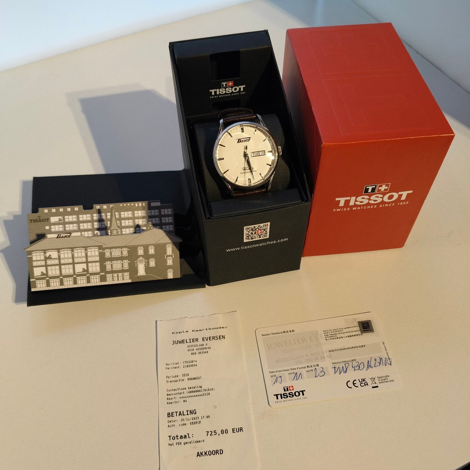 Tissot Visodate Powermatic 80, Bijoux, Sacs & Beauté, Montre-bracelet, Autres marques, Cuir, Comme neuf