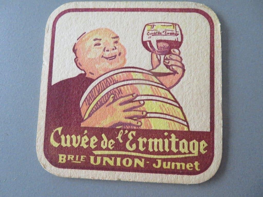 bierviltje Cuvée de l,ermitage Brasserie Union Jumet, Ophalen of Verzenden, Zo goed als nieuw, Viltje(s), Overige merken
