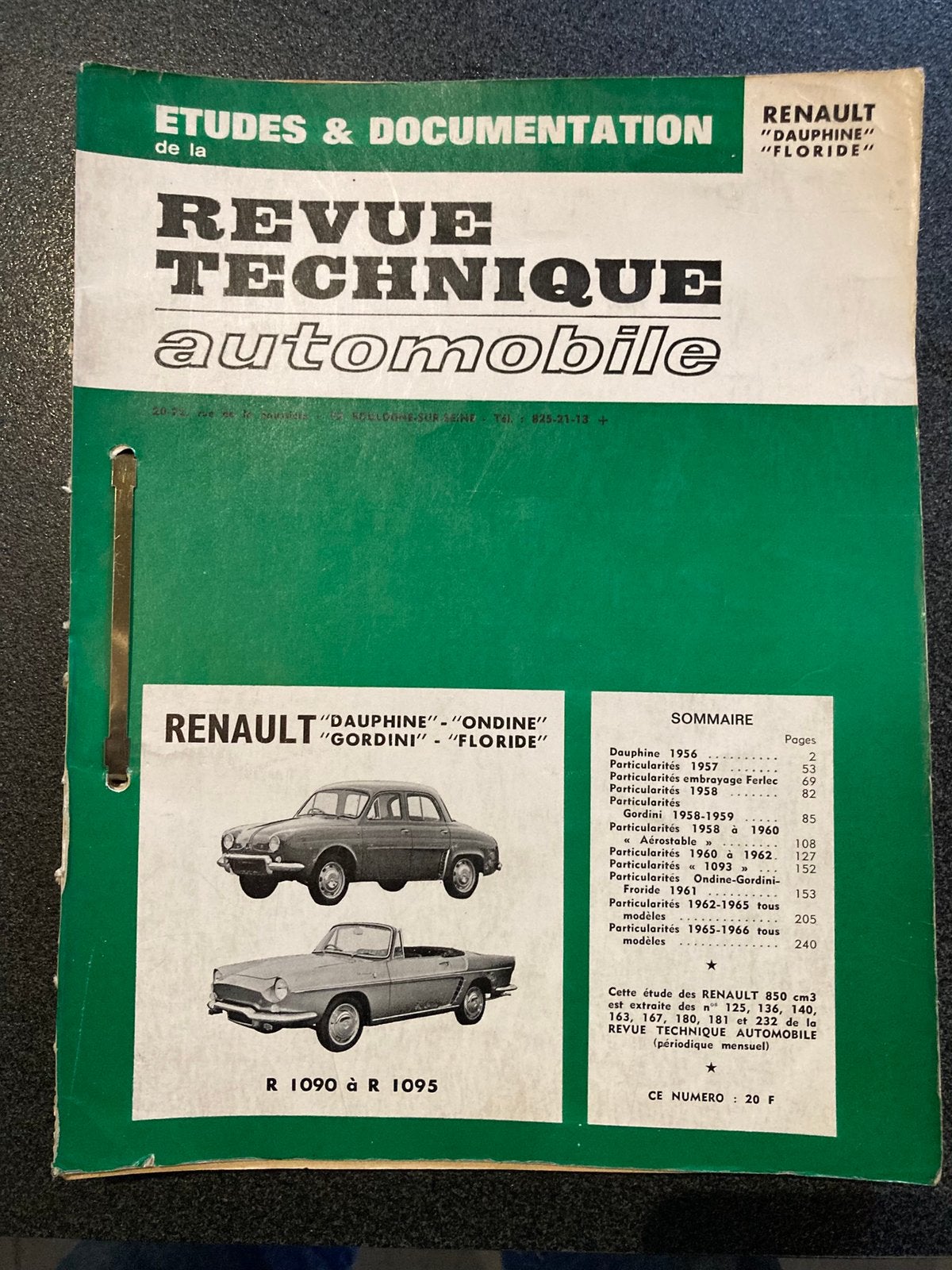 Revue technique Renault Dauphine /Floride, Enlèvement ou Envoi, Utilisé, Renault