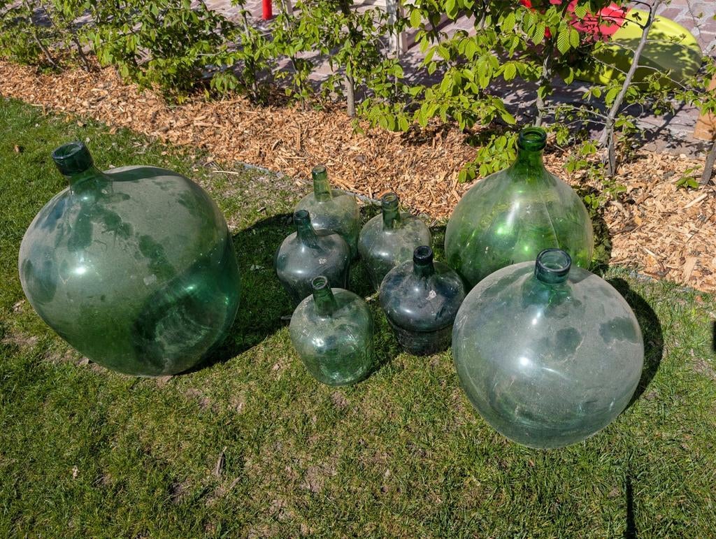 Prachtige set van 7 vintage Dame Jeannes / Gistflessen, Ophalen