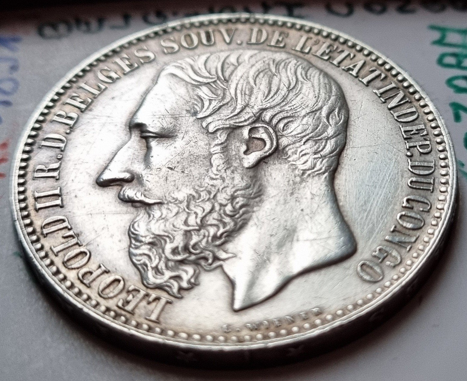 5 Francs 1891 Belgisch Congo / Zeer zeldzaam !!, Postzegels en Munten, Ophalen of Verzenden, Losse munt, Zilver