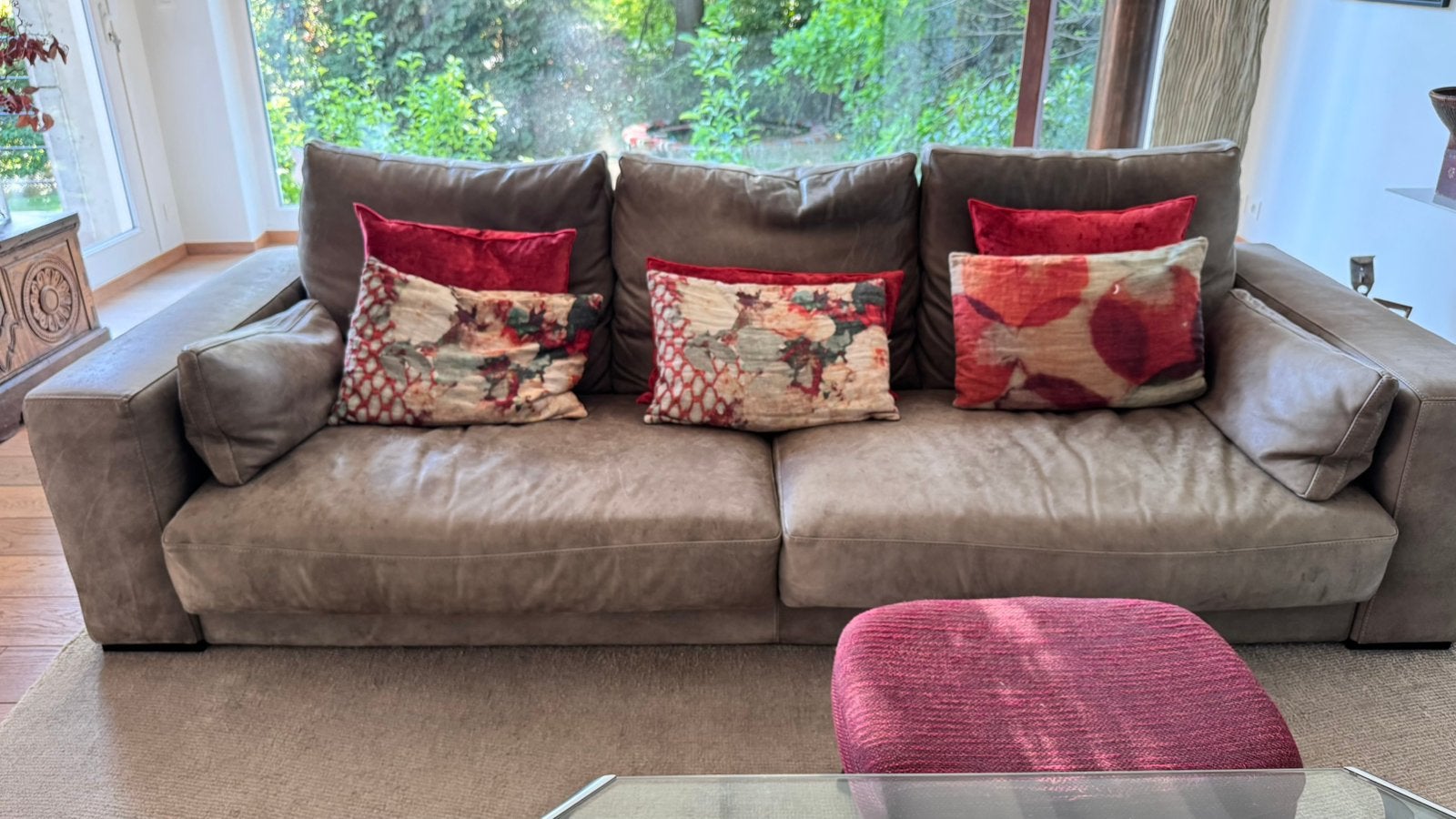 Ensemble canape Roche Bobois en cuir, Ophalen, Zo goed als nieuw, Leer