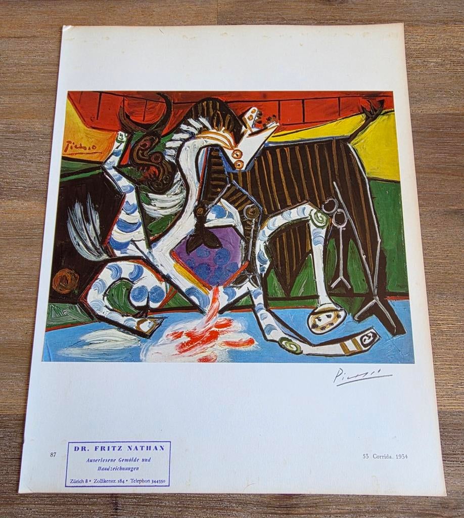 Picasso, Corrida, luxe prent, getekend Picasso (origineel), Antiek en Kunst, Ophalen of Verzenden