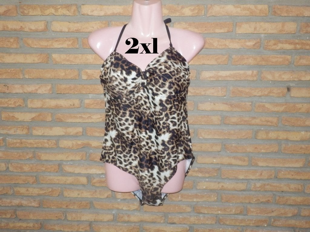 (89)- maillot femme t.2XL leopard - zeeman -, Kleding | Dames, Badmode en Zwemkleding, Bruin, Zeeman, Nieuw, Badpak