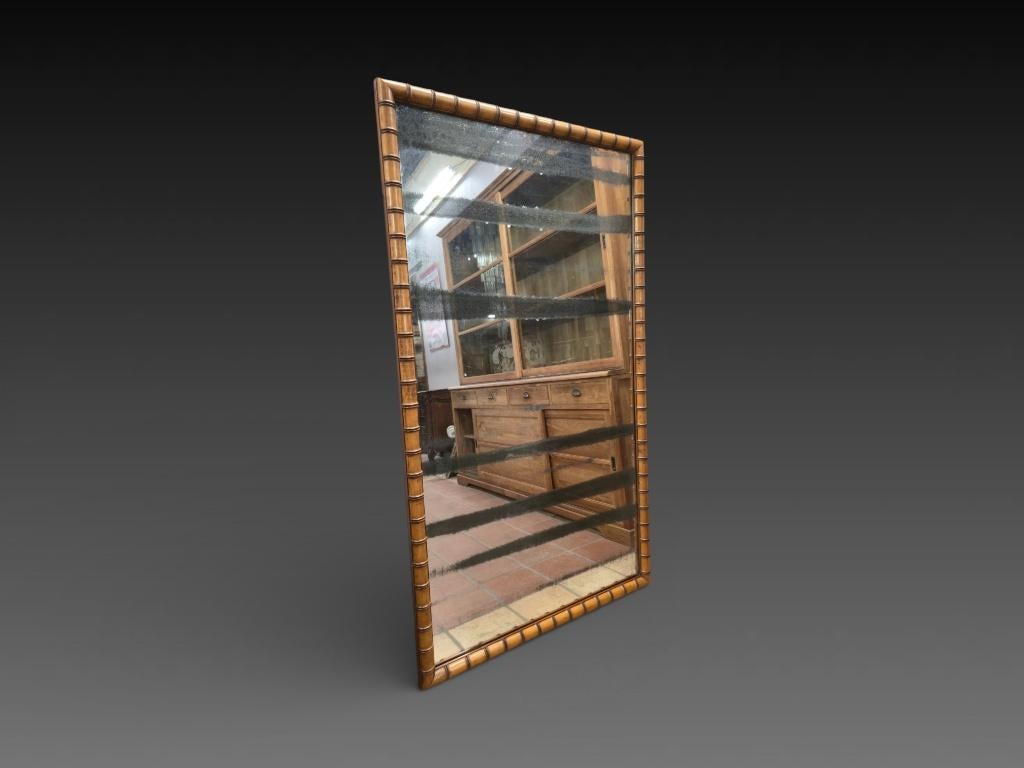 Grand miroir en faux bambou colonial, 174 x 98 cm, Enlèvement ou Envoi