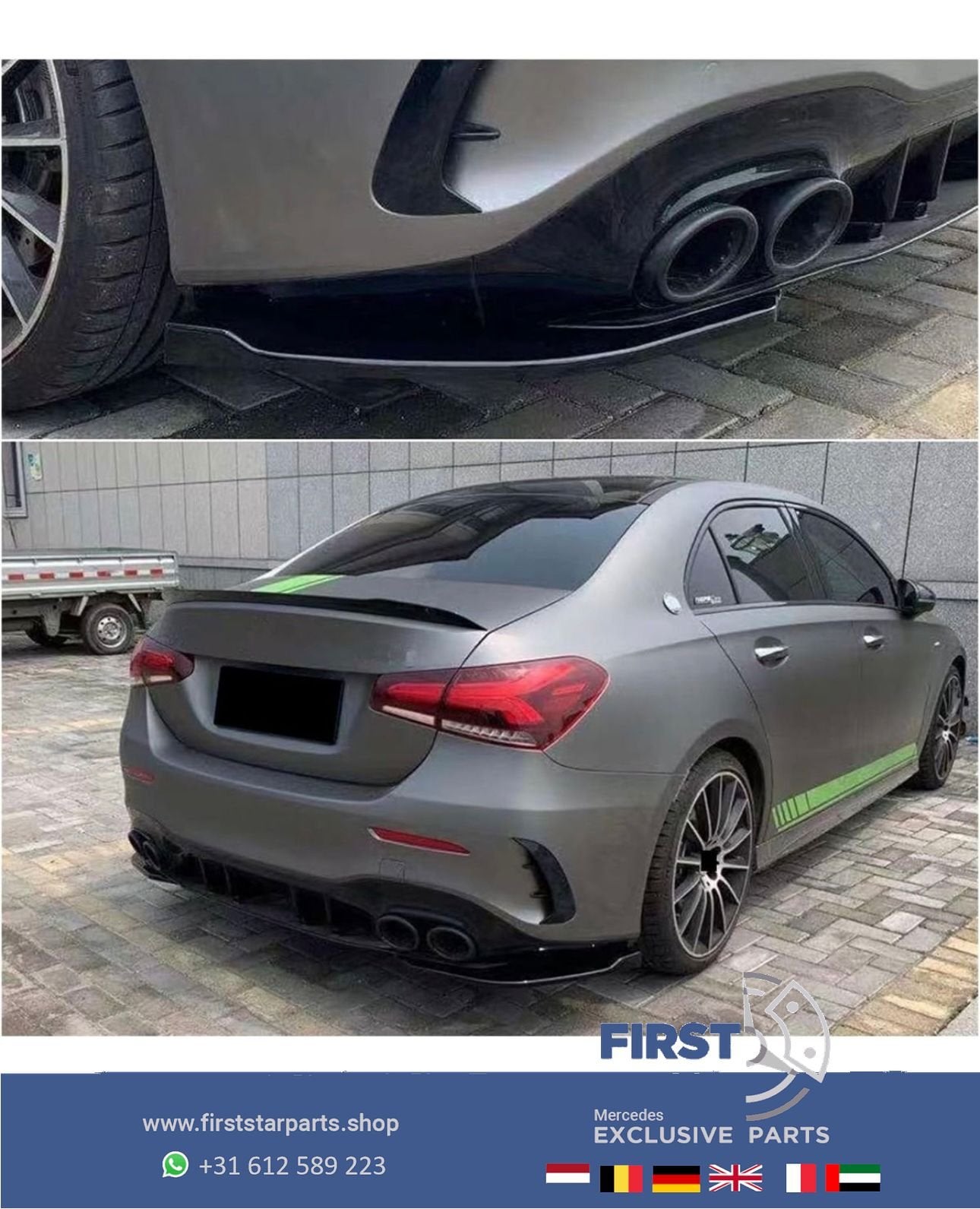 W177 V177 A KLASSE SEDAN SPOILER LIP 35 45 AMG ACHTERBUMPERS, Arrière, Haillon arrière, Utilisé, -