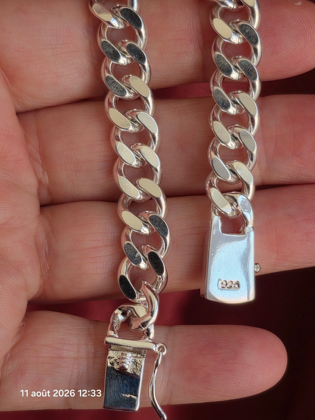Bracelet plaqué argent 925 pour homme, Enlèvement, Neuf, Argent, Autres matériaux