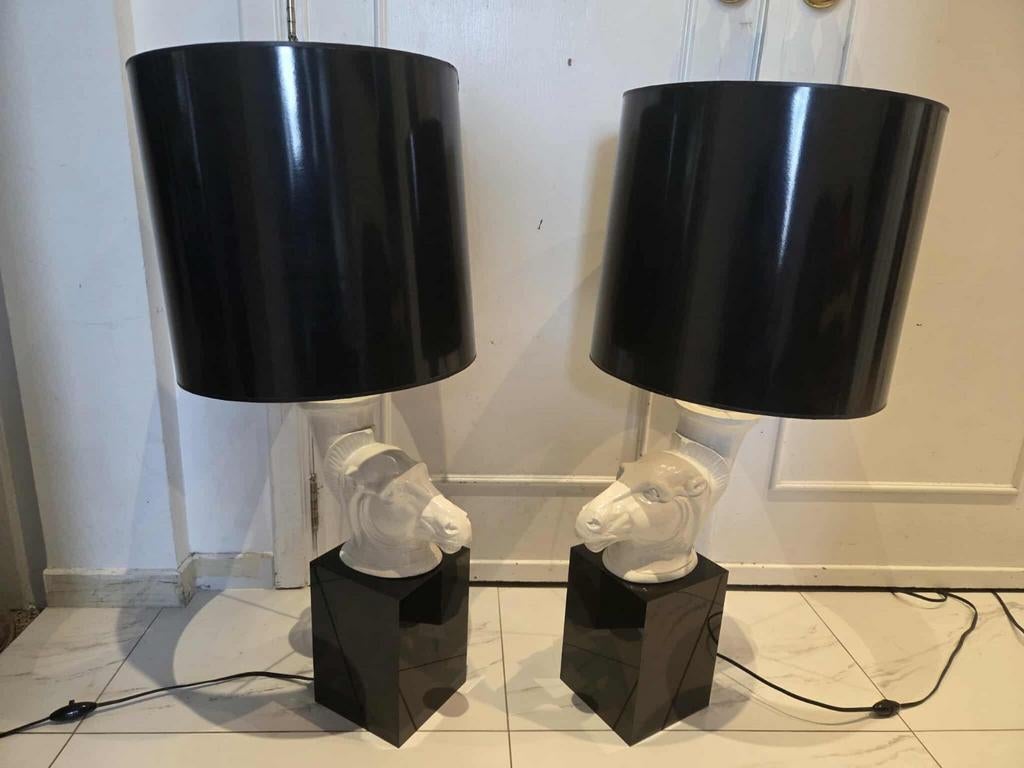 Deux belles lampes de table vintage avec une élégante tête d, Enlèvement ou Envoi