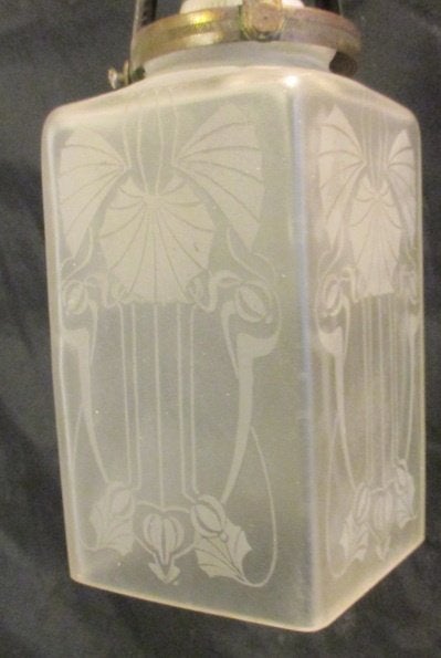 schitterend art nouveau hal lampje lusterje acid etched, Verzenden