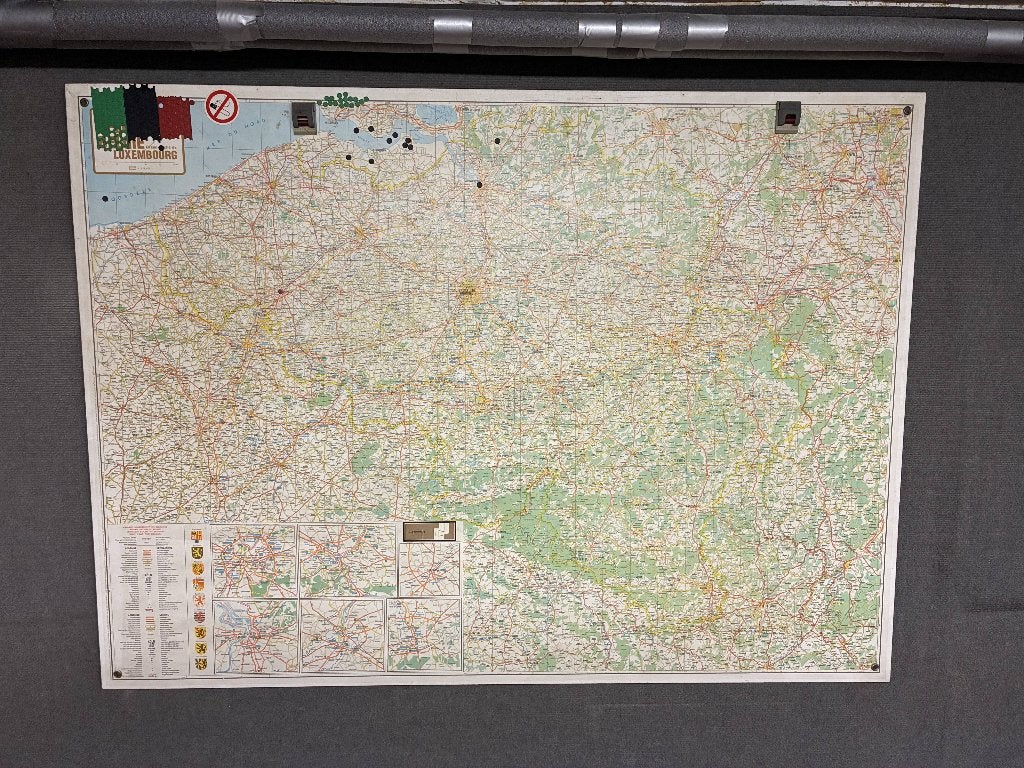 Vintage landkaart België 124 x 90.5, Boeken, Atlassen en Landkaarten, Ophalen, België, Landkaart