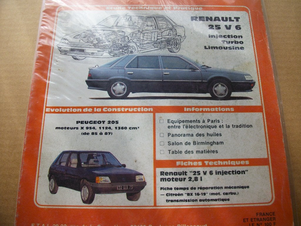 revue technique renault R25 V6 de 1984-1992, Enlèvement ou Envoi