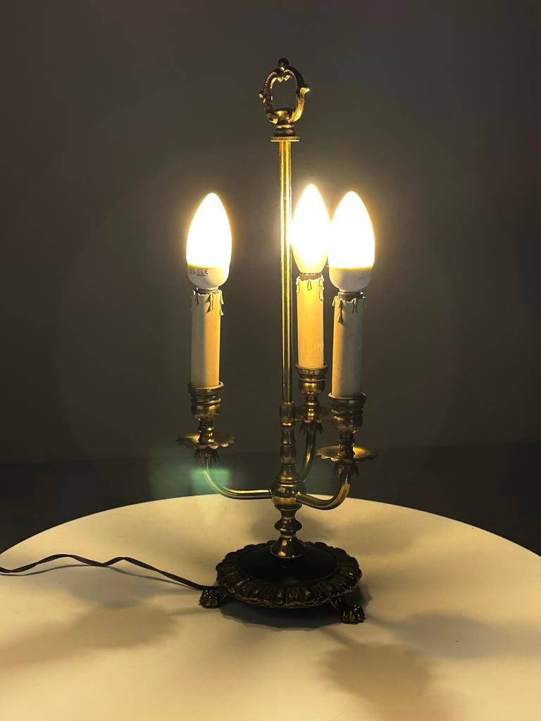 Vintage kandelaarlamp van messing met marmeren voet, Ophalen, Zo goed als nieuw