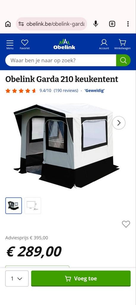 Keukentent met nieuwe binnentent., Caravans en Kamperen, Ophalen