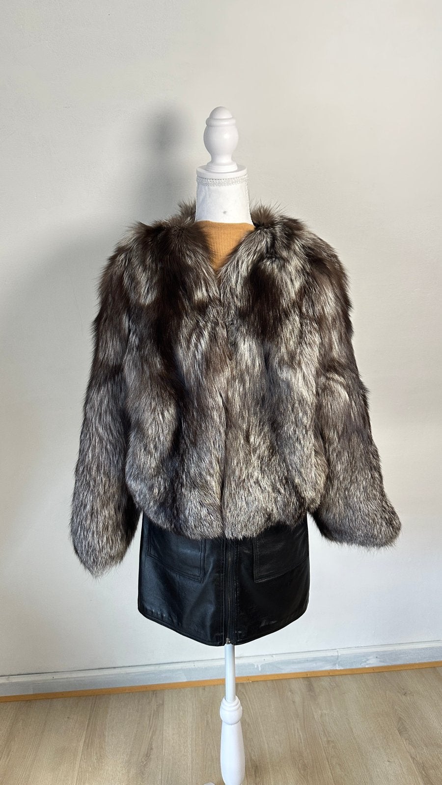 Veste élégante en fourrure de renard, Enlèvement ou Envoi, Neuf, Taille 36 (S), Gris
