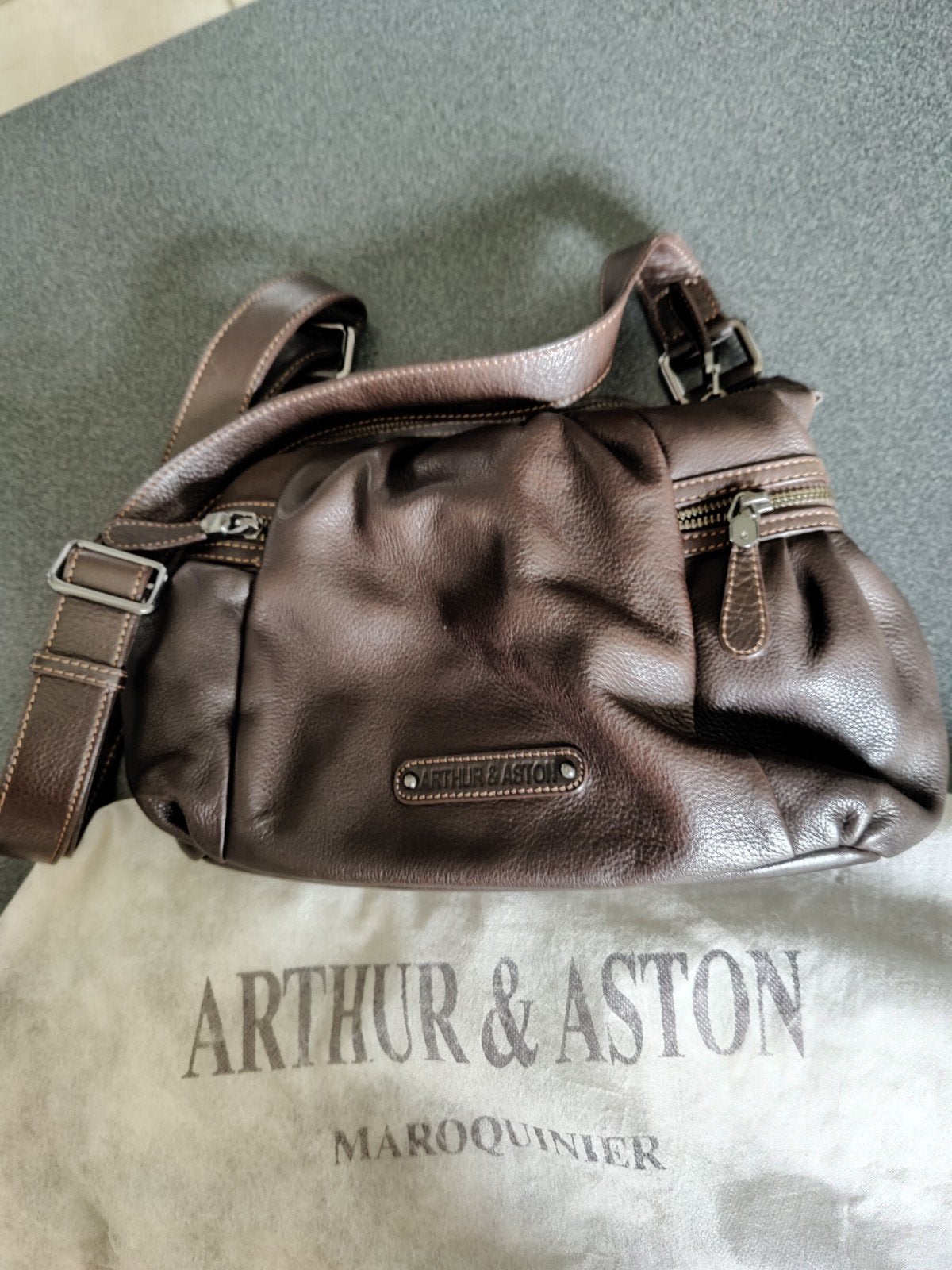 Handtas bruin lederen, Ophalen, Bruin, Handtas