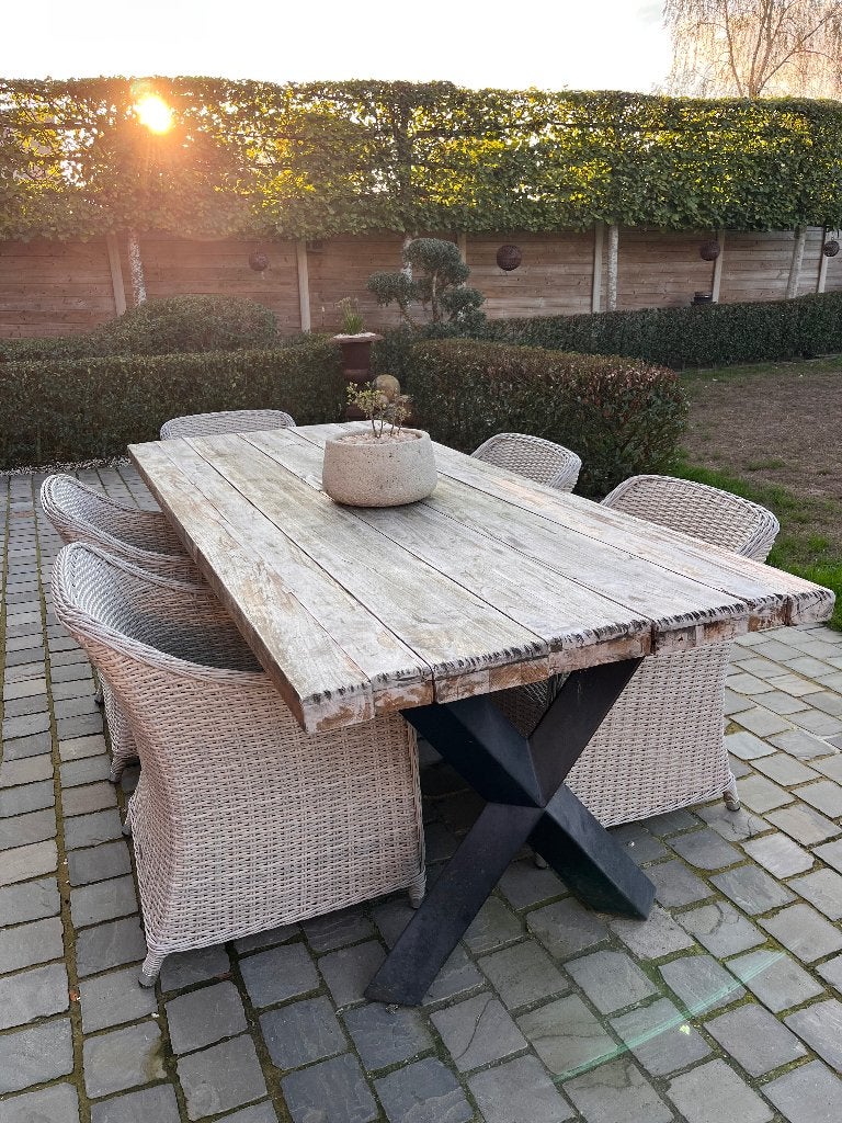 Tuintafel rustiek, Tuin en Terras, Ophalen, Zo goed als nieuw, Rechthoekig, Hout