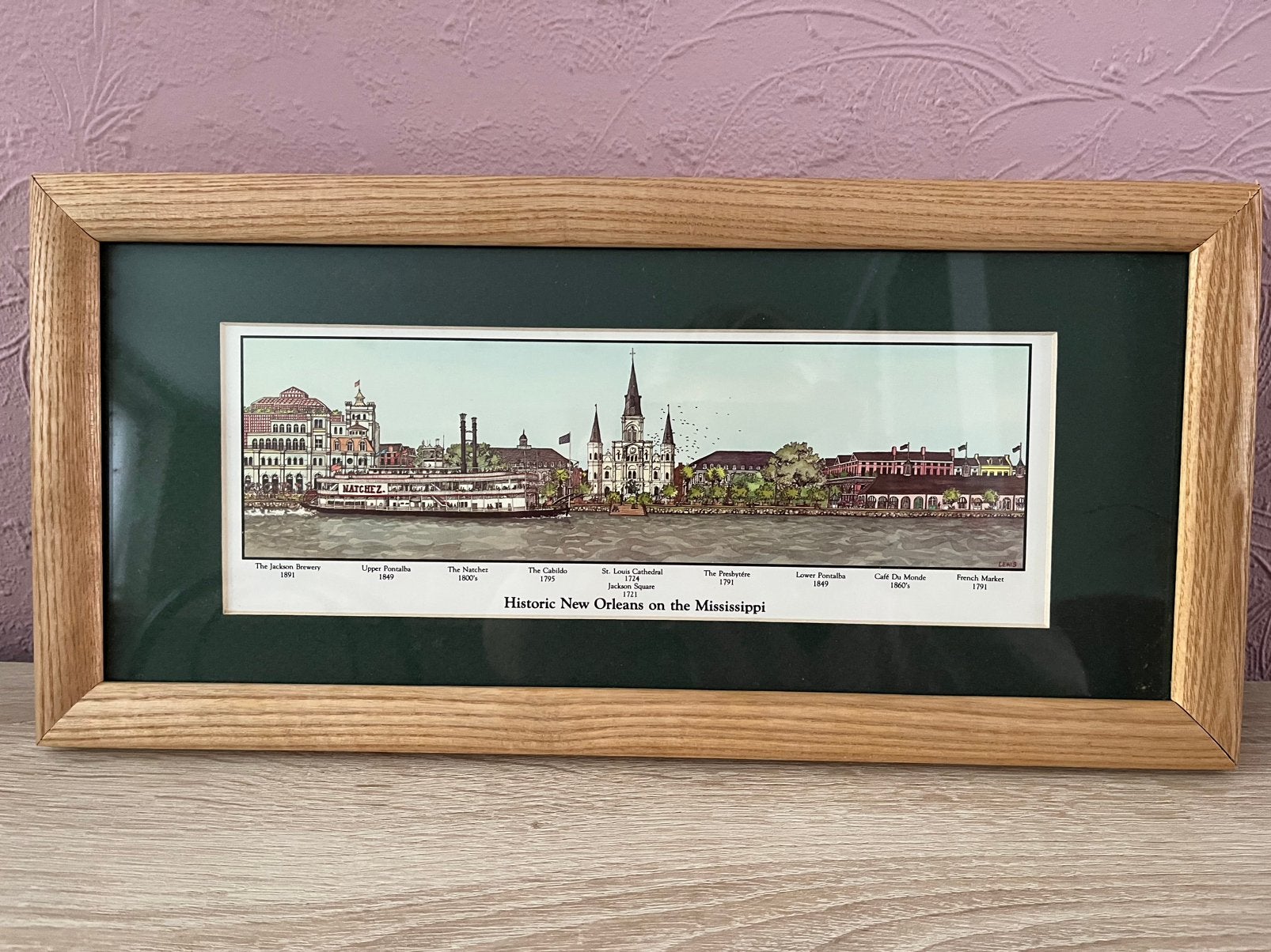 Lithografie New Orleans, gesigneerd door Lewis, Ophalen, Lithografie