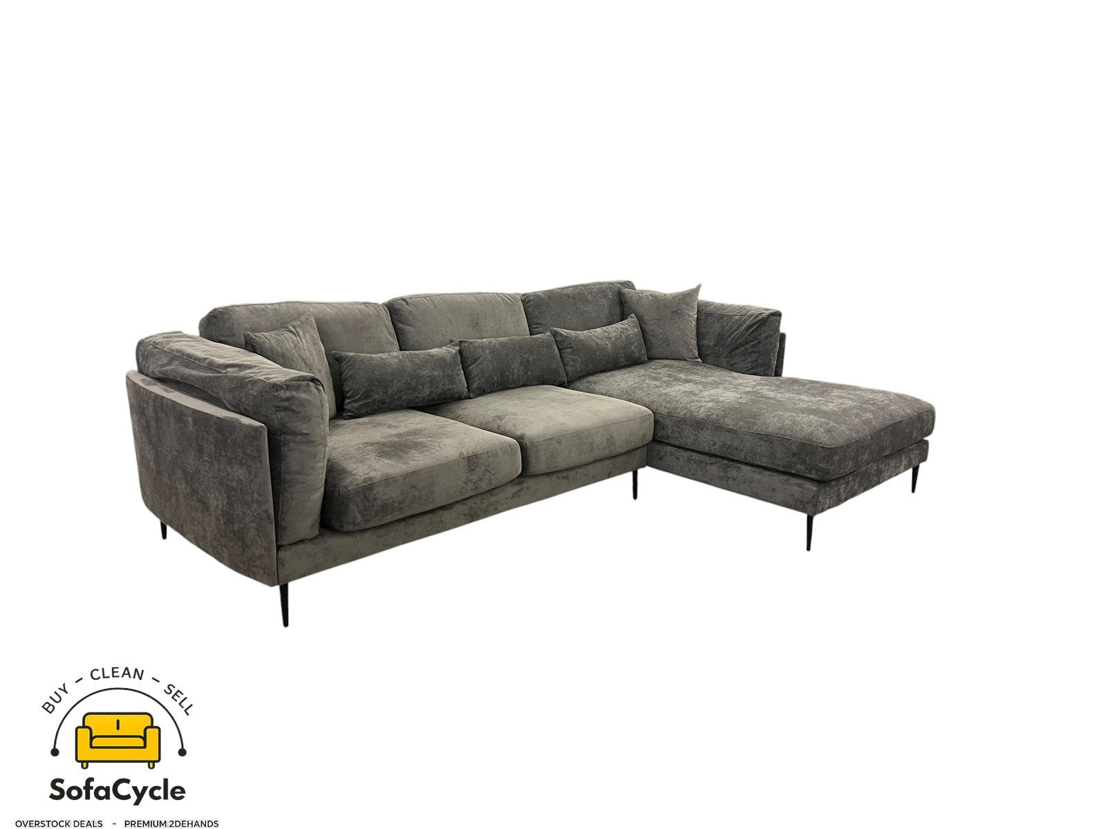 Chaise d'angle en tissu anthracite, angle R — overstock, Neuf, Enlèvement ou Envoi, SofaCycle, Tissus