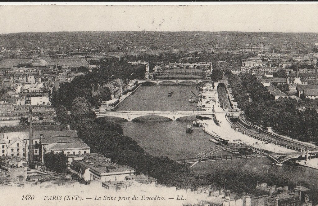 PARIJS -  De Seine vanuit Trocadéro + 110 Jaar oud !, Verzamelen, Ophalen of Verzenden, Voor 1920, Gelopen, Frankrijk