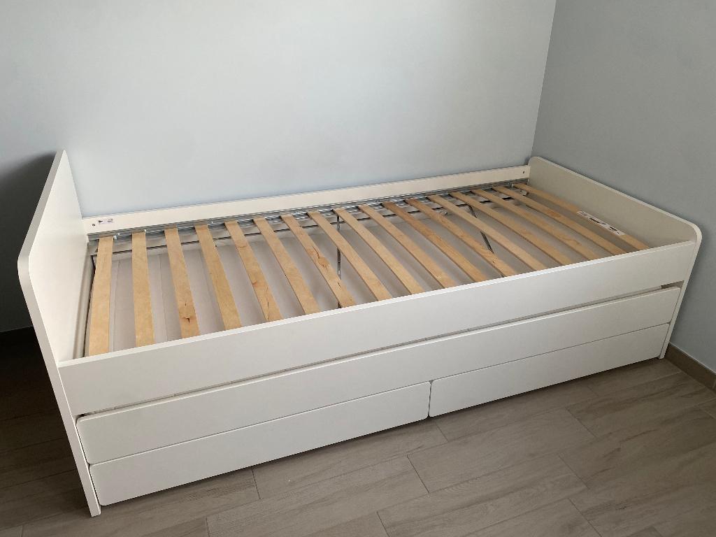 Släkt bed met onderbed en opberger + 2 matrassen, 85 tot 100 cm, Zo goed als nieuw, 180 cm of meer, Ophalen