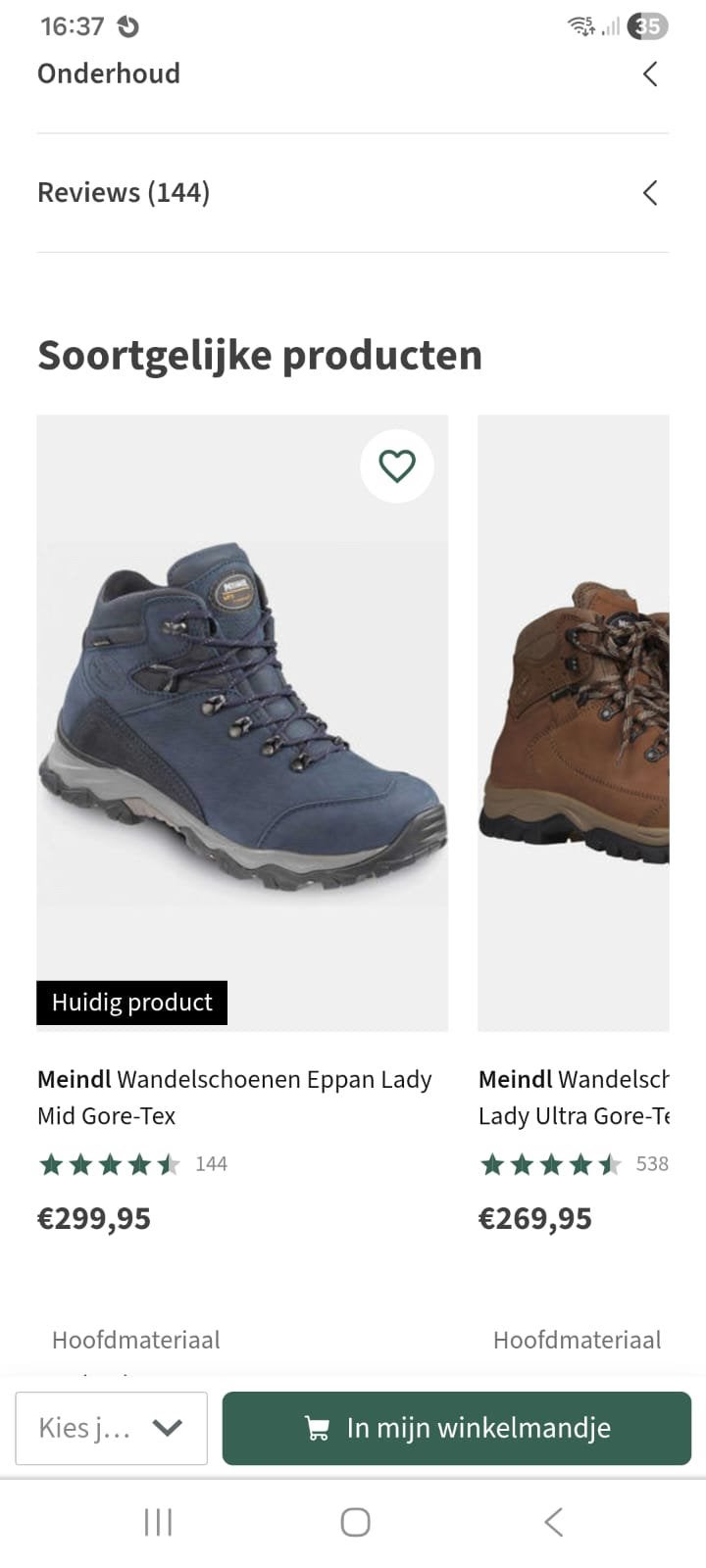 Meindl wandelschoenen dames maat 38, Sport en Fitness, Ophalen, Zo goed als nieuw