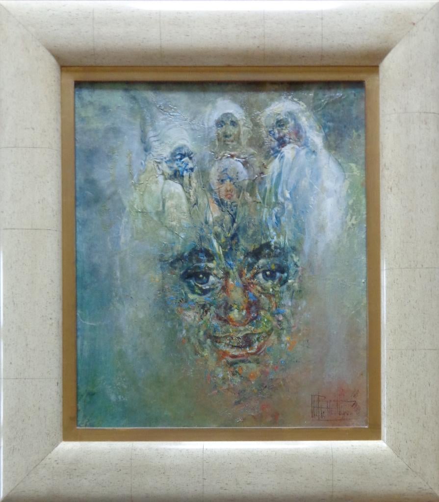 ROGER VAN BELLEGHEM / GEZICHT / OLIEVERF / 48x42cm / KADER, Enlèvement ou Envoi, Signé, Peinture à l'huile