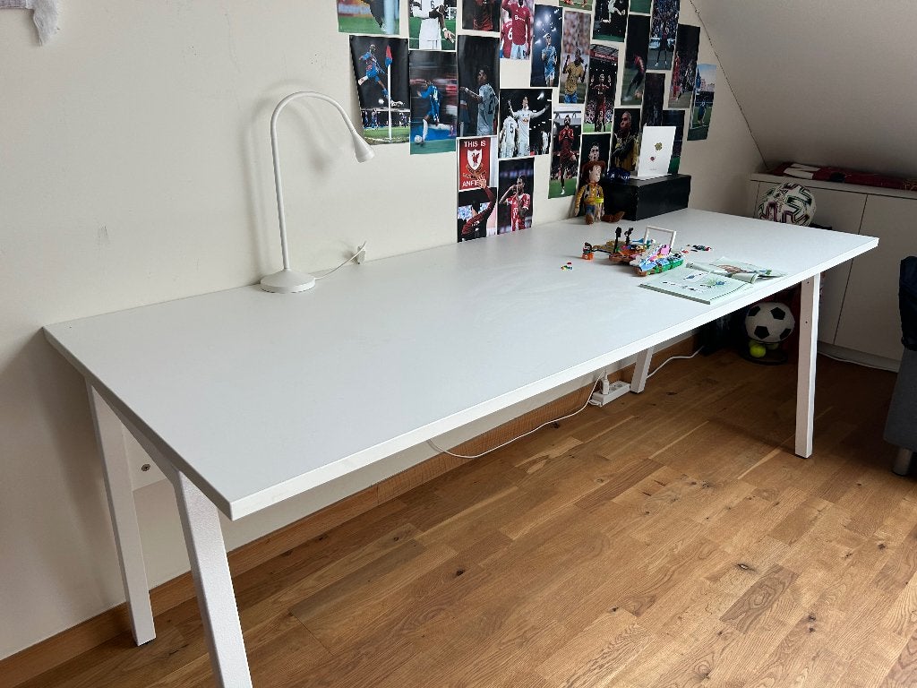 Bureau - groot - wit - 200 x 80 cm, Huis en Inrichting, Ophalen, Demontabel, Gebruikt, Hout