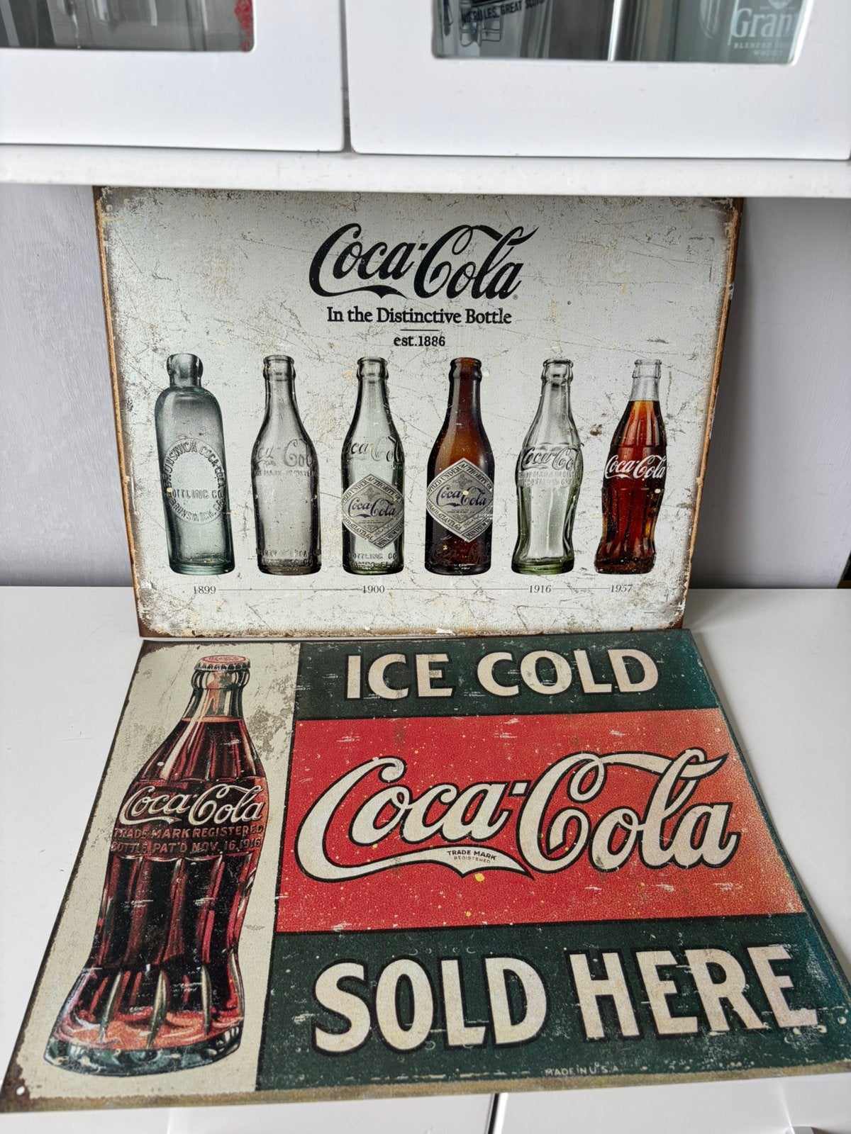 2 metalen platen van COCA-COLA (40/32 cm), Ophalen of Verzenden, Zo goed als nieuw