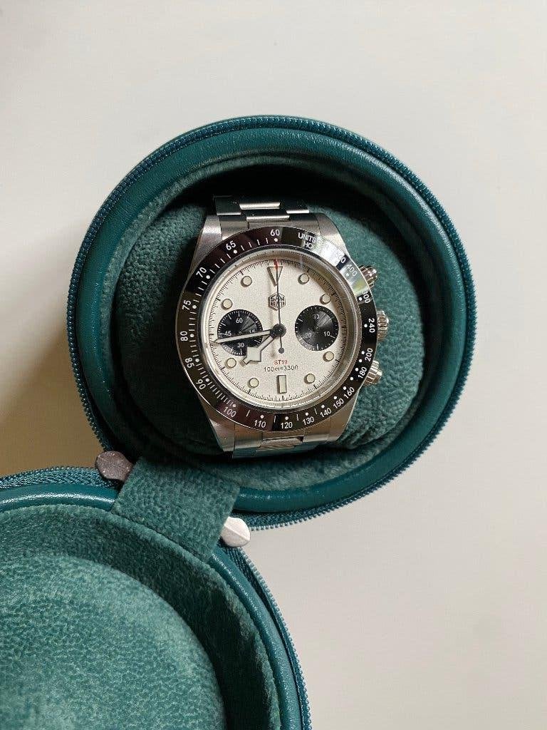 San Martin SN052-G-JS chronograph horloge, Montre-bracelet, Enlèvement ou Envoi, Acier, Acier