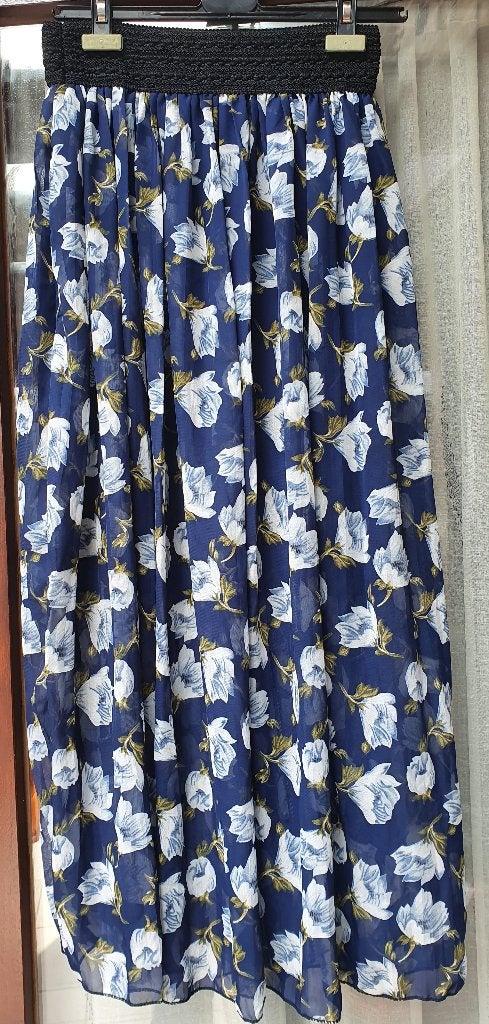 Lange gebloemde rok maat S/M, Kleding | Dames, Rokken, Ophalen of Verzenden, Gedragen, Maat 36 (S), Blauw