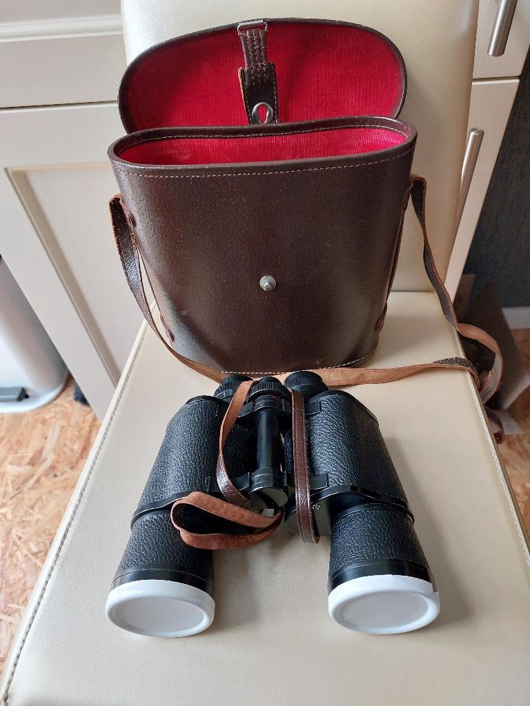 Vintage Horolux 10X50 verrekijker met leren etui, Audio, Tv en Foto, Optische apparatuur | Verrekijkers, Ophalen of Verzenden