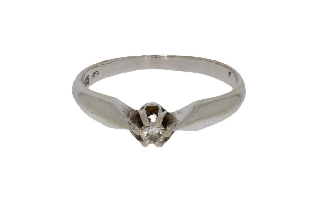 14 karaats witgouden solitair diamant ring 0,07ct, Ophalen of Verzenden, Zo goed als nieuw, Dame of Heer, Met edelsteen