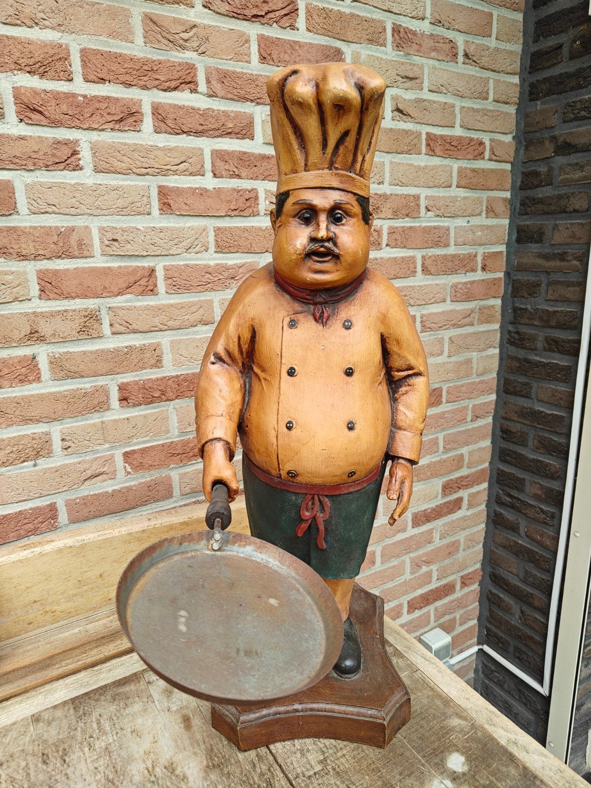 Vintage 1960 chef kok standbeeld, Ophalen, Hout
