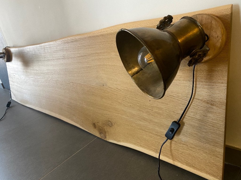 Massief eiken hoofdbord bed Maison du monde, Ophalen, Zo goed als nieuw, Tweepersoons, Hout