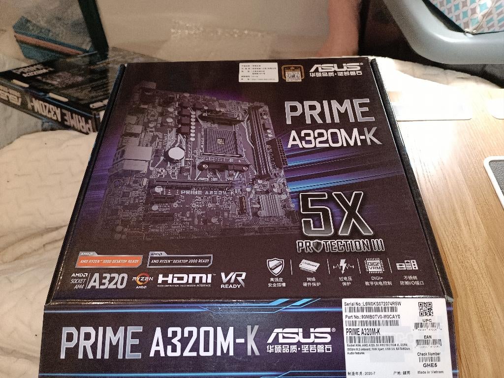 Ryzen 5 3400G + Asus A320M-K + 2 fans – complete PC set, HDD, 32 GB, ASUS, Nieuw