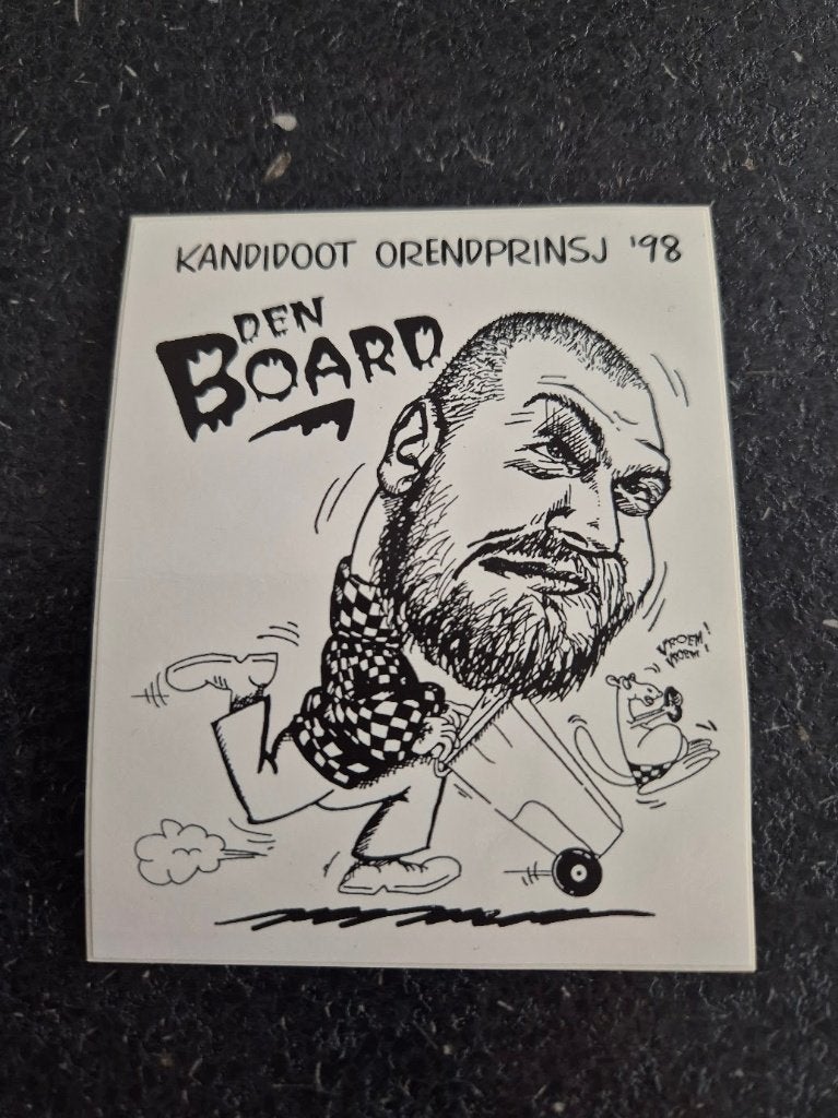 Carnaval Aalst sticker kandidaat orendprinsj Den Board 1998, Verzamelen, Ophalen of Verzenden