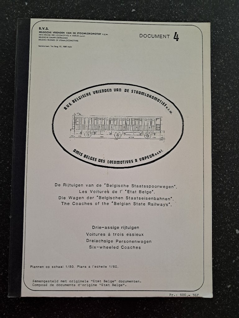 Voitures État belge 3 essieux–Plans ferroviaires 1:50, Enlèvement ou Envoi, Utilisé, Train