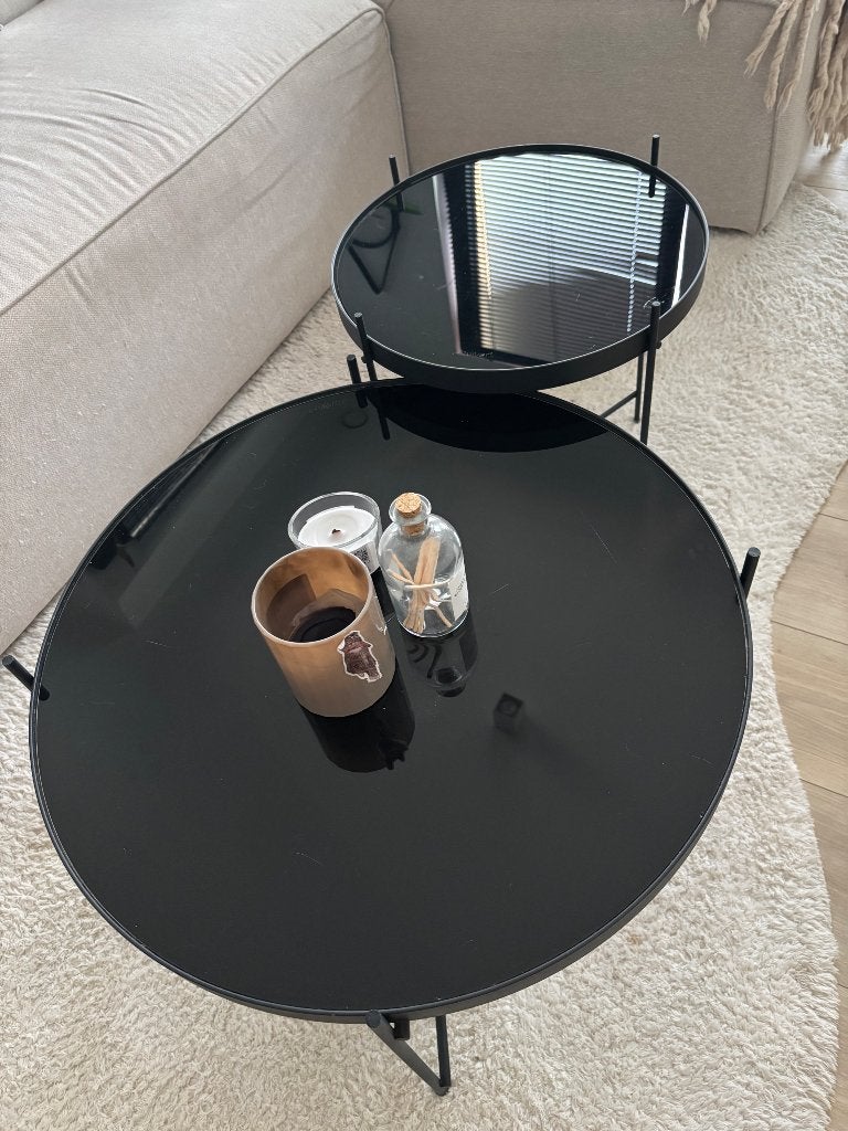 Tables basses noires ZUIVER, Verre, Rond, 50 à 100 cm, Comme neuf