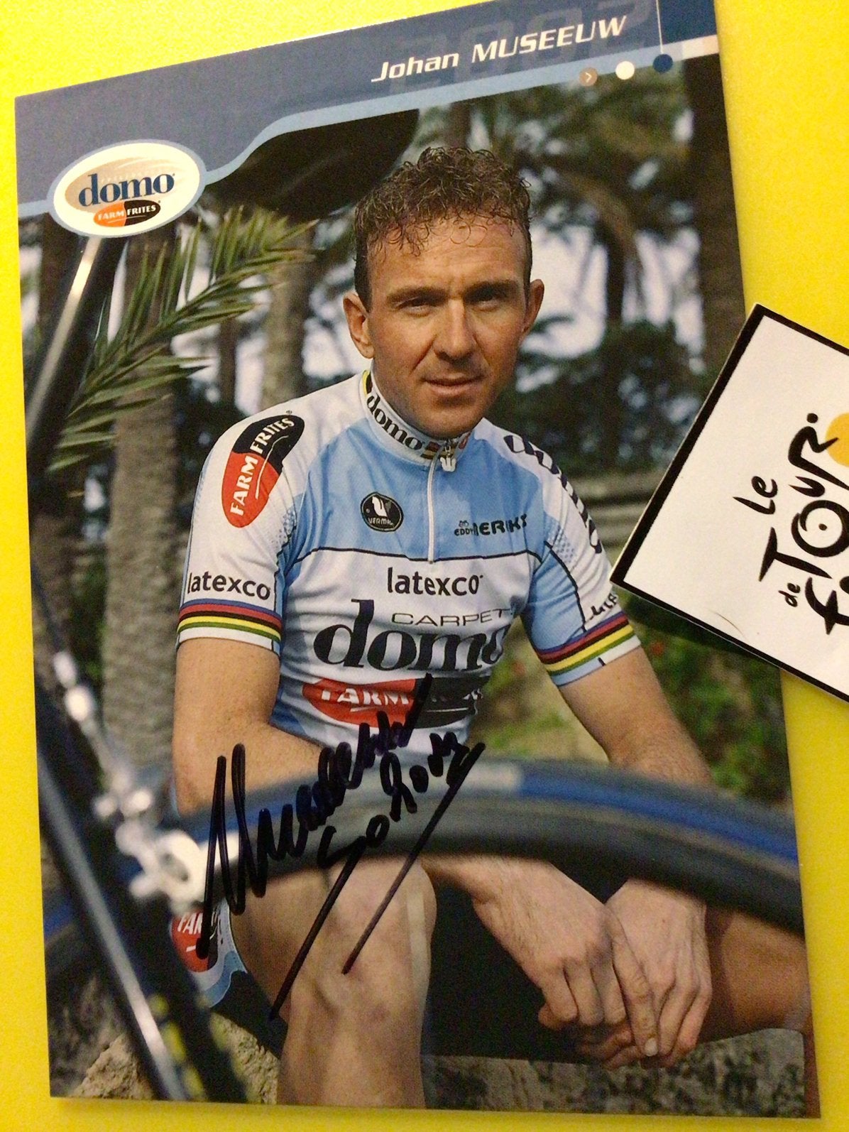 wielerkaart 2002  team domo johan museeuw signe, Verzenden, Zo goed als nieuw