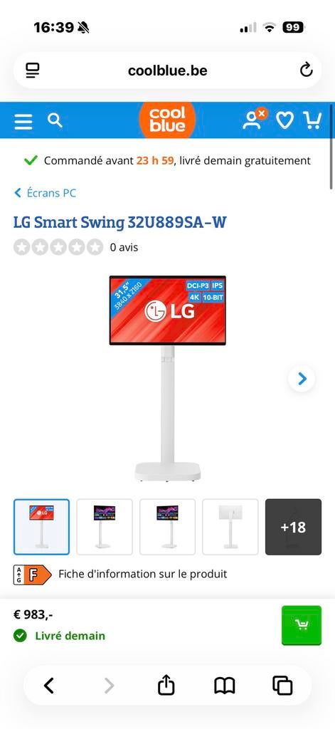 Lg smart swing, Enlèvement, Comme neuf