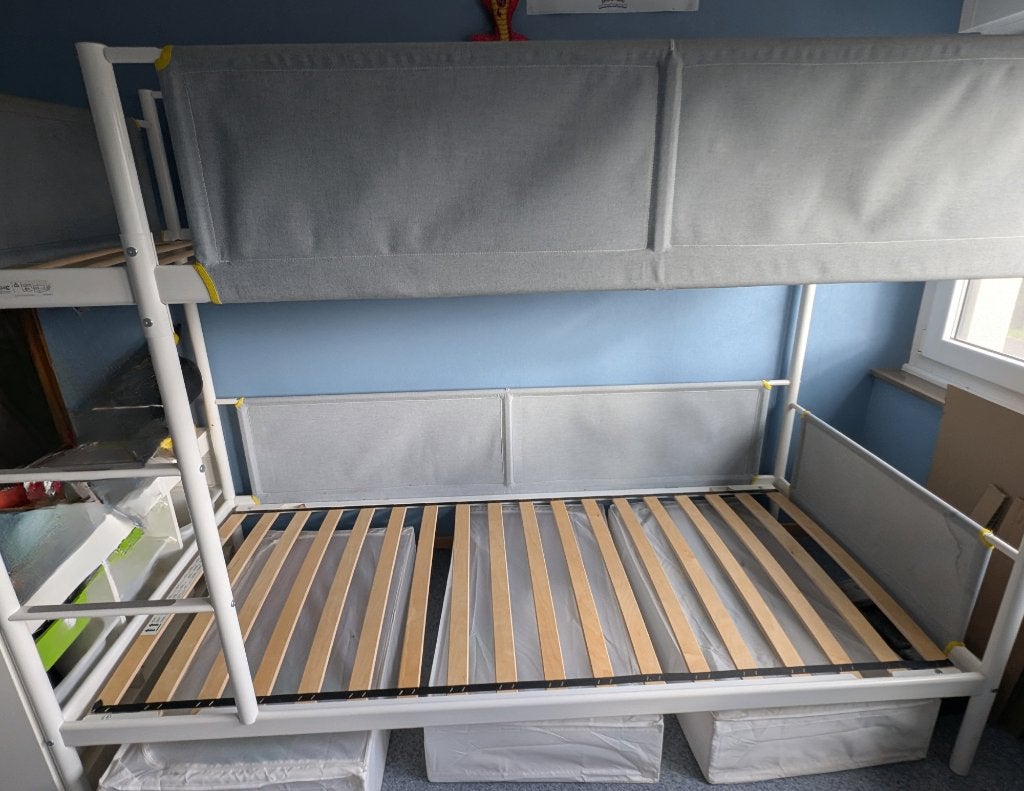 Lit superposé IKEA VITVAL 90x200 + 2 matelas, Enlèvement, Utilisé, Lits superposés
