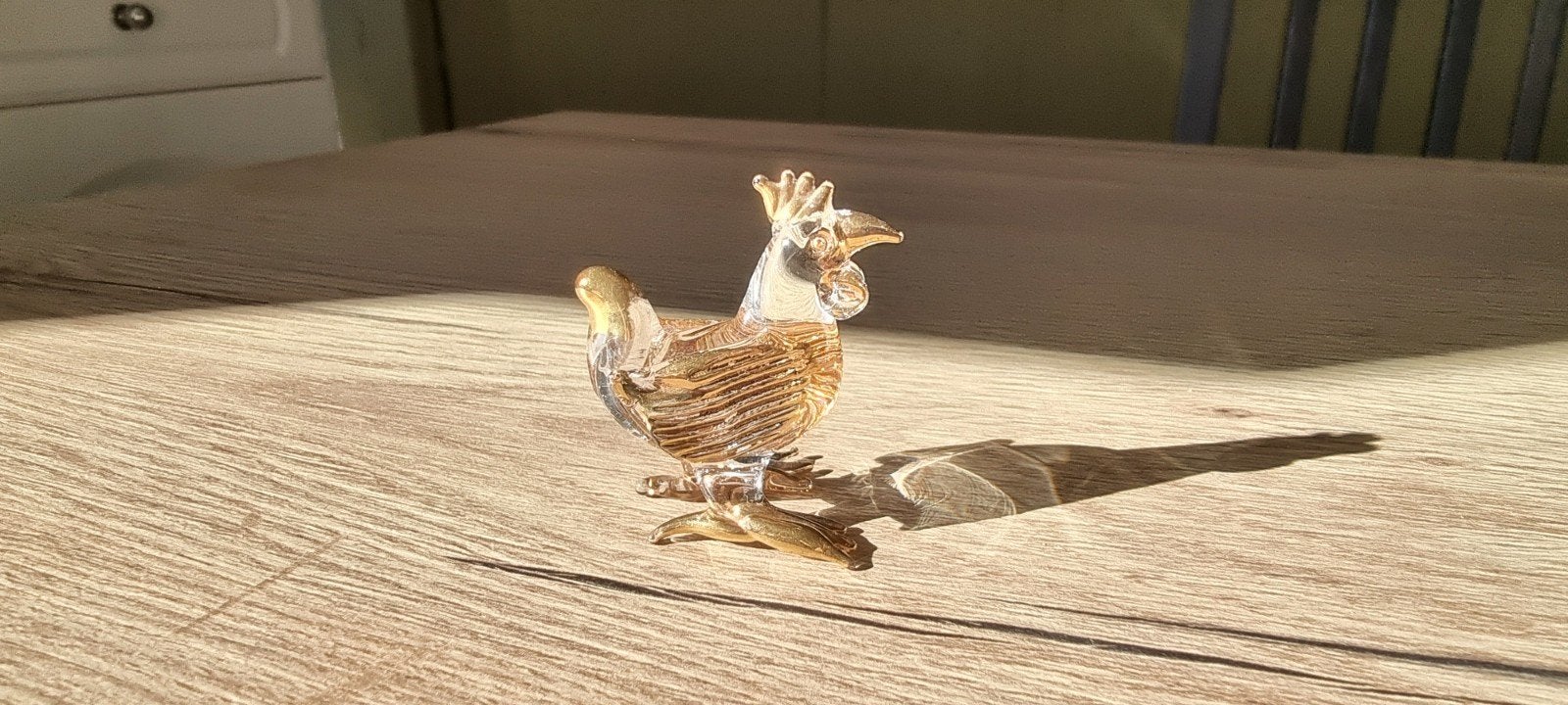 Beeldje kip in glas, Verzamelen, Ophalen of Verzenden, Zo goed als nieuw, Dier