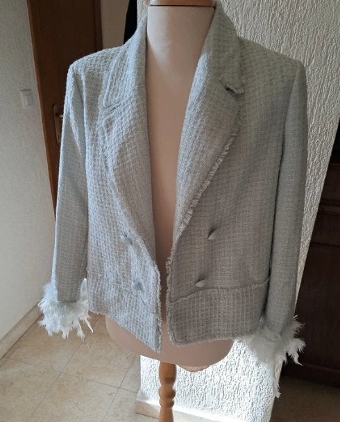 River Island turquoise tweed blazer 44 nieuw, Blauw, Maat 42/44 (L), Nieuw, Ophalen of Verzenden