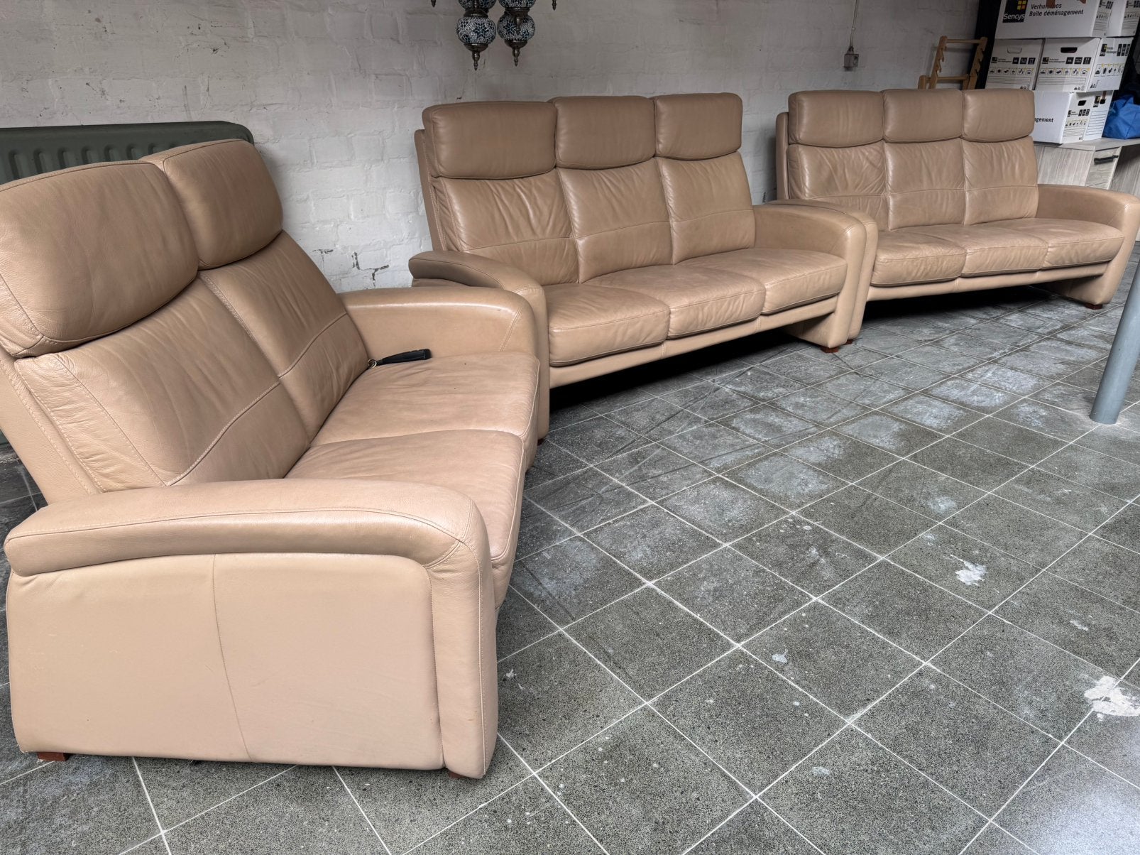 Fauteuils en cuir 8 places, Maison & Meubles, Enlèvement, Utilisé, Cuir