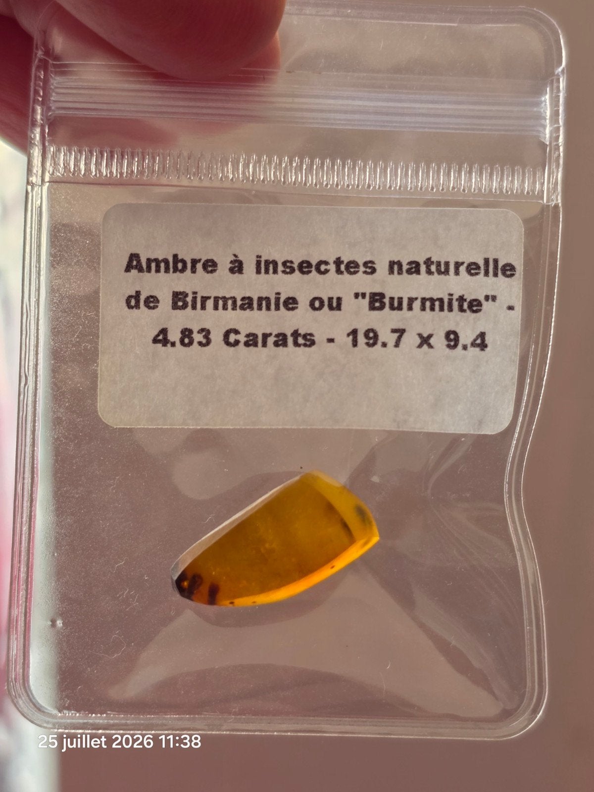 Natuurlijke Birmese barnsteen met insecten, Handtassen en Accessoires, Edelstenen, Ophalen, Nieuw