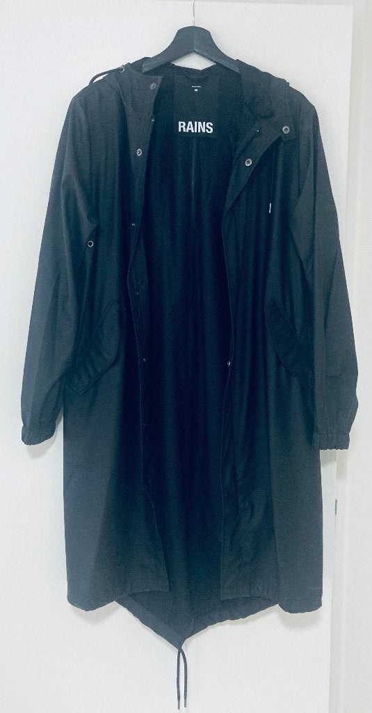 RAINS Fishtail Parka - Maat XS, Kleding | Heren, Jassen | Winter, Zwart, RAINS, Ophalen of Verzenden, Zo goed als nieuw